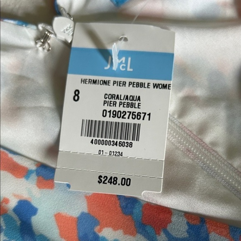 J McLaughlin Hermione Pier Pebble Wome Jumpsuit Coral Aqua Print Size‎ 8 - Picture 7 of 10
